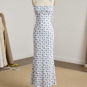 Floral Blue and White Maxi Dress